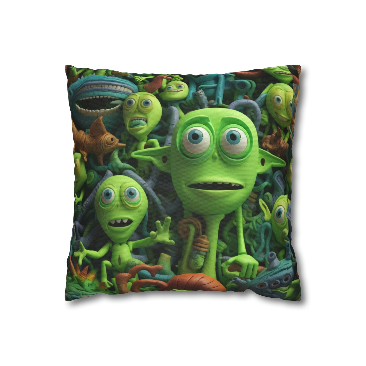 Toy Alien Story Space Character Galactic UFO Anime Cartoon - Spun Polyester Square Pillow Case