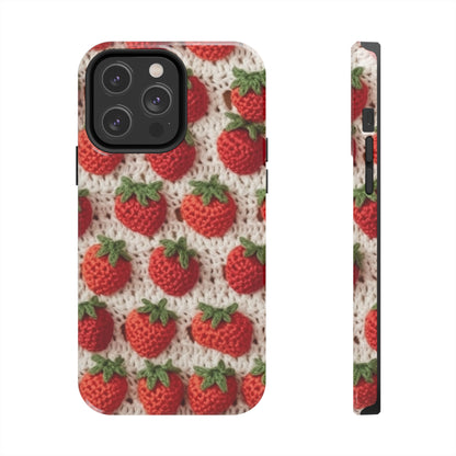 Strawberry Traditional Japanese, Crochet Craft, Fruit Design, Red Berry Pattern - Tough Phone Cases