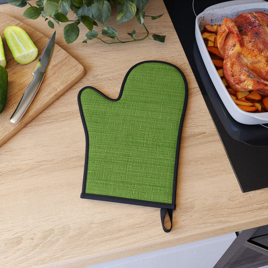 Olive Green Denim-Style: Seamless, Textured Fabric - Oven Glove