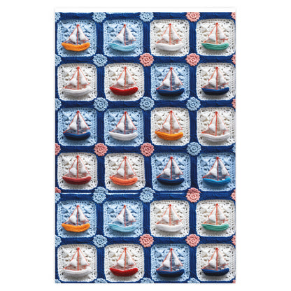 Crochet Boat Ship Sea Vessel Ocean Beach Travel Yacht Design - Wrapping Paper