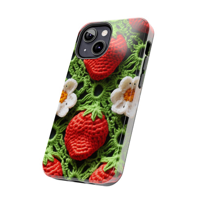 Strawberry Field Crochet - Forever Forest Greens - Fruit Berry Harvest Crop - Tough Phone Cases