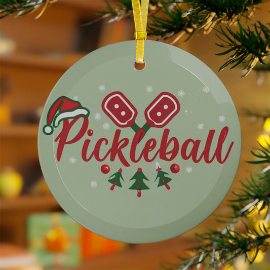 Navidad festiva de paleta de Pickleball - Paquetes de adornos de vidrio