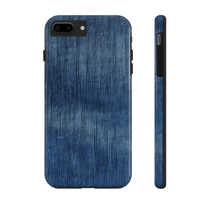 Indigo Splash: Washed Denim Reverie in Deep Blue - Tough Phone Cases