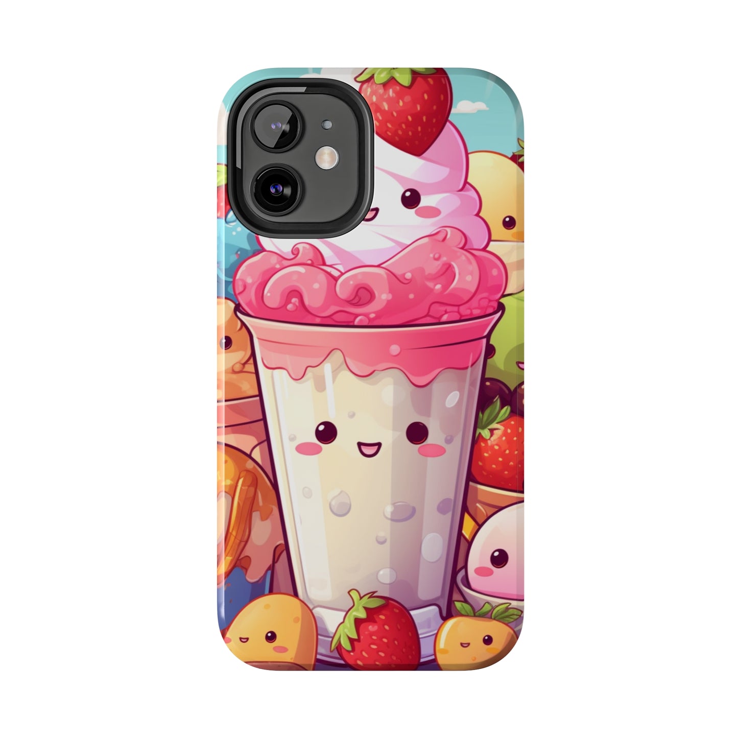 Strawberry Japan Milkshake - Kawaii Dessert Delight - Sweet Berry Anime Character - Tough Phone Cases