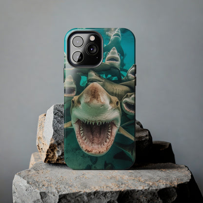 Laughing Lemon Sharks: Joyful Sea Jaws Ocean Deep - Tough Phone Cases