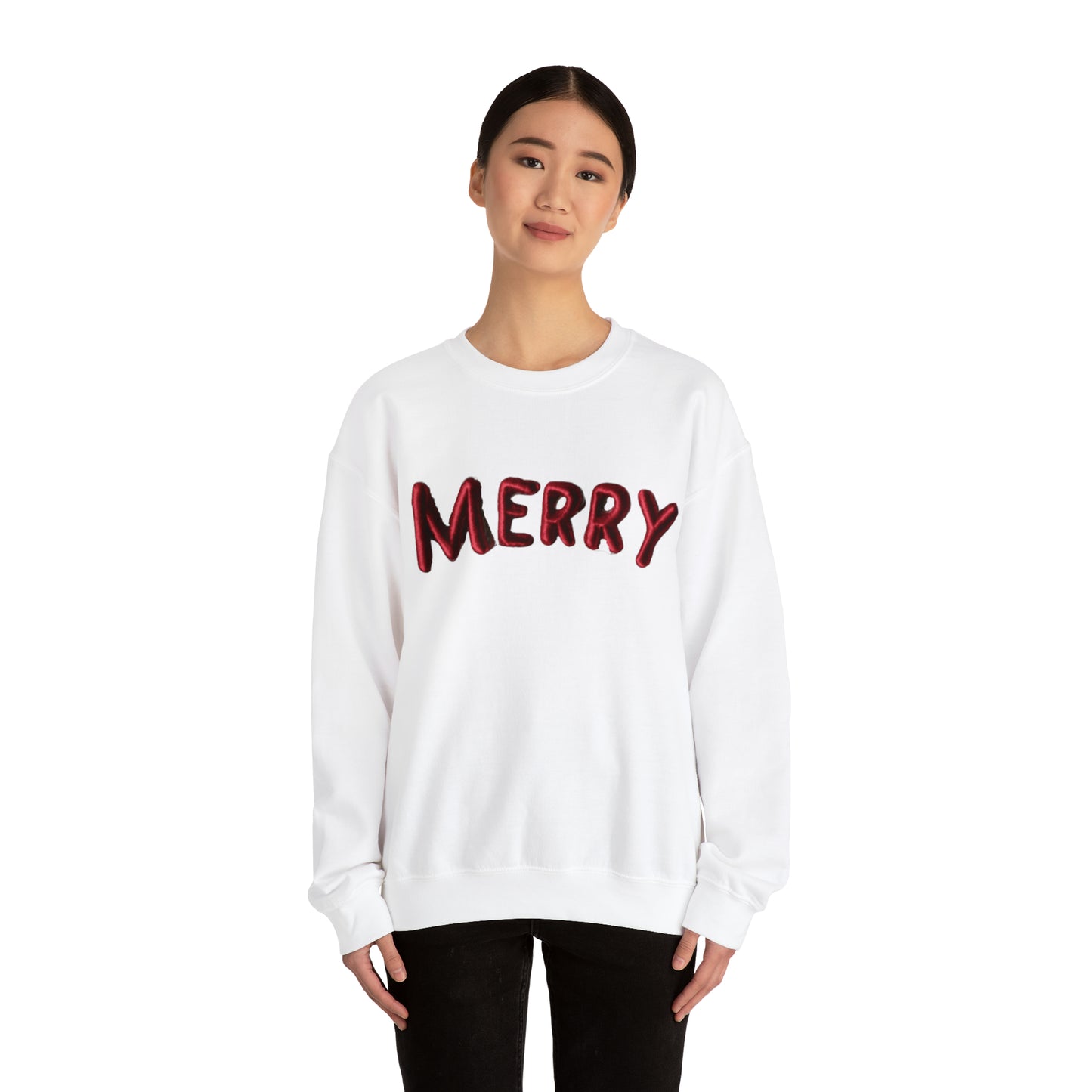 Merry Chenille Patch - Christmas Design - Unisex Heavy Blend™ Crewneck Sweatshirt