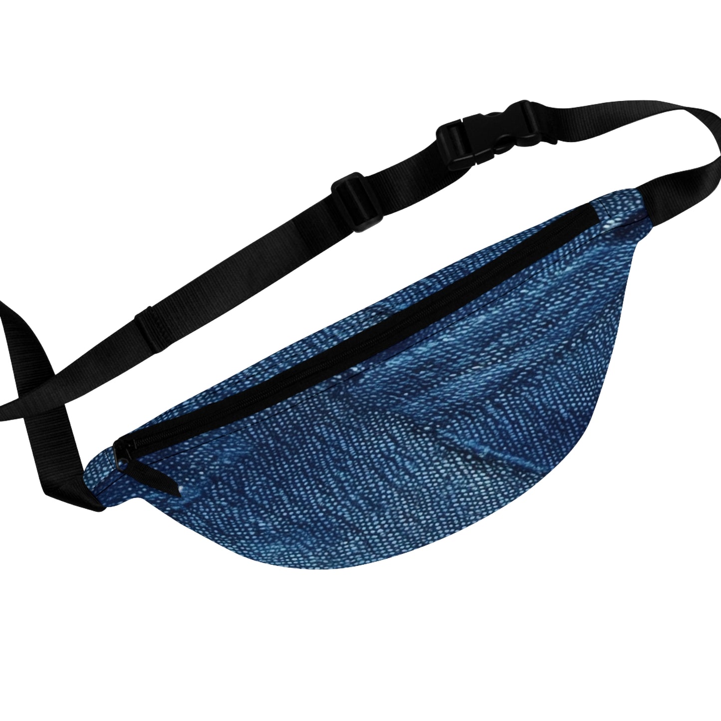 Dark Blue: Distressed Denim-Inspired Fabric Design - Fanny Pack