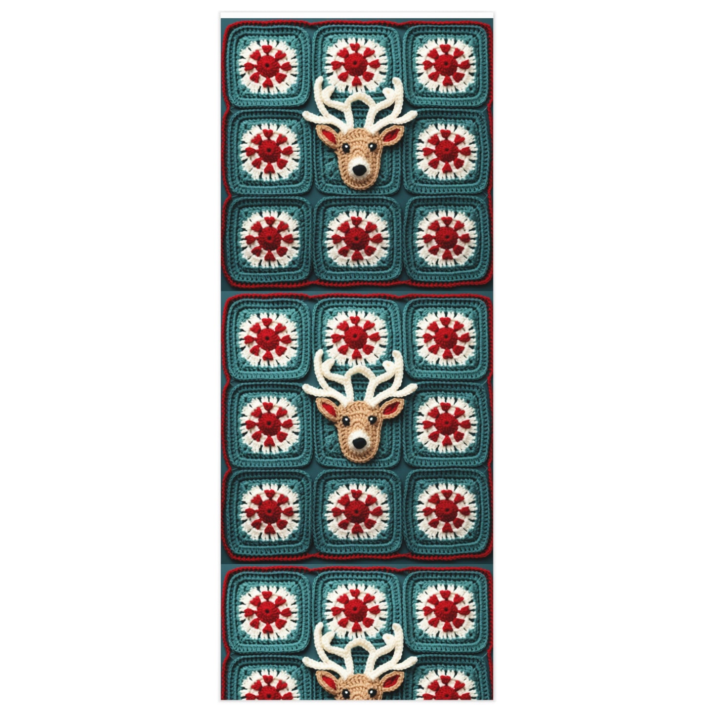 Christmas Reindeer Crochet, Wintry Wonderland Design, Festive Stag Motif. Embrace the Holiday Spirit - Wrapping Paper