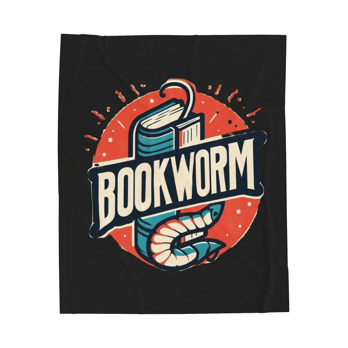 Bookworm Badge Graphic: Retro-Style Book Lover Emblem - Velveteen Plush Blanket