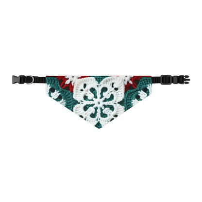 Christmas Snowflake Crochet, Festive Yuletide, Winter Wonderland Craft, Ice Crystal, Holiday Decor, Seasonal Adornments - Dog & Pet Bandana Collar