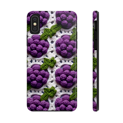 Crochet Grapes Pattern - Granny Square Design - Fresh Fruit Pick - Orchard Purple Snack Food - Tough Phone Cases