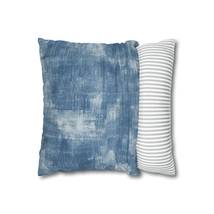 Faded Blue Washed-Out: Denim-Inspired, Style Fabric - Spun Polyester Square Pillow Case