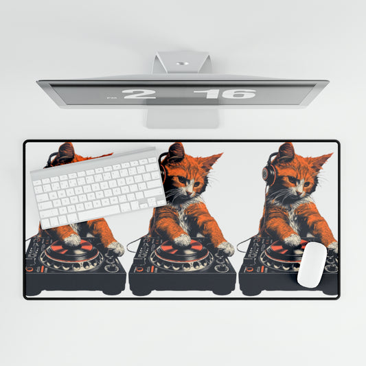 Retro style, DJ cat - Desk Mats