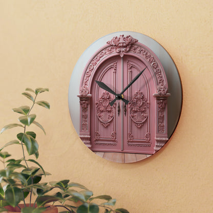 Pink Door - Acrylic Wall Clock