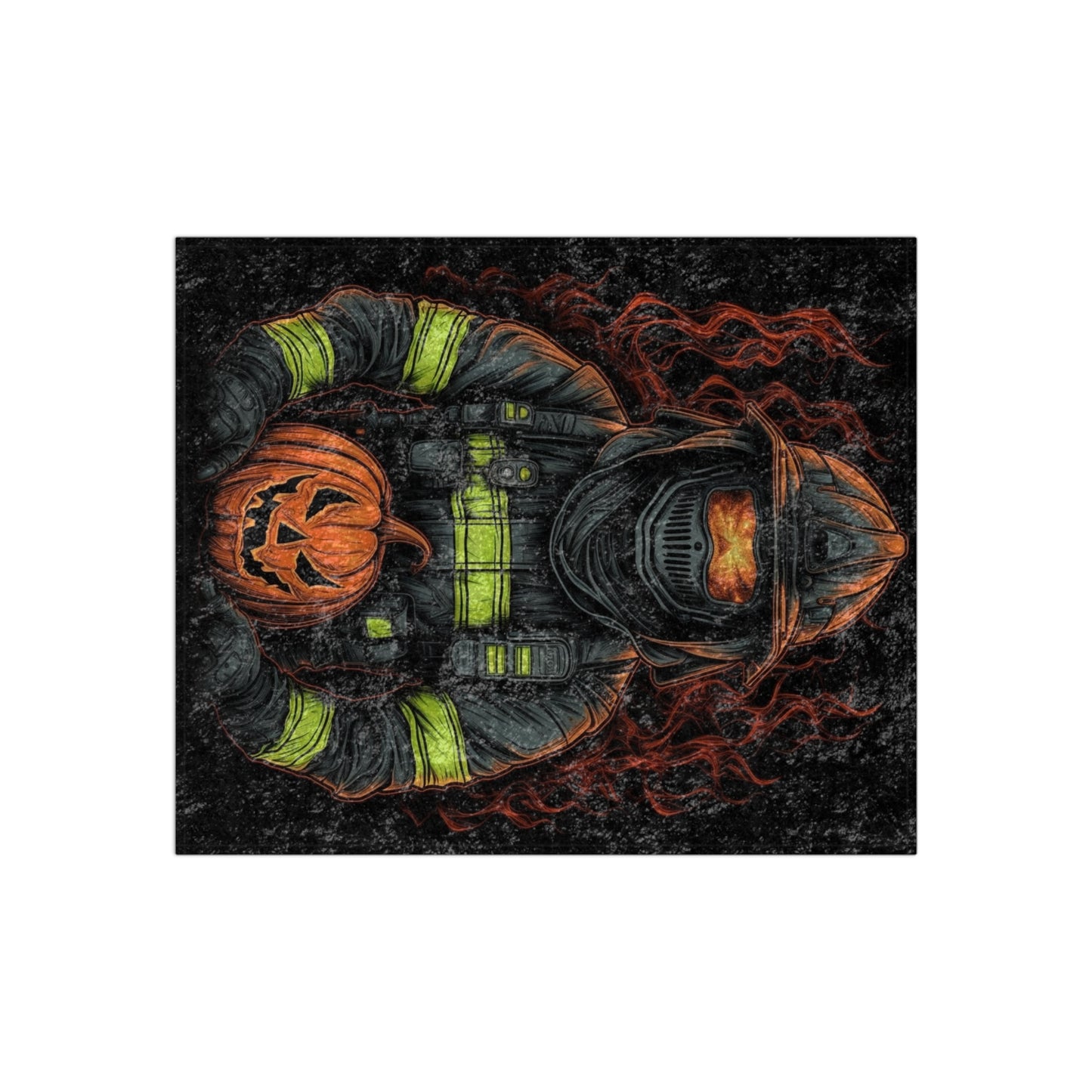 Firefighter Spooky Alert: Facing Haunted Halloween Spirits Scary Fire Pumpkin - Crushed Velvet Blanket