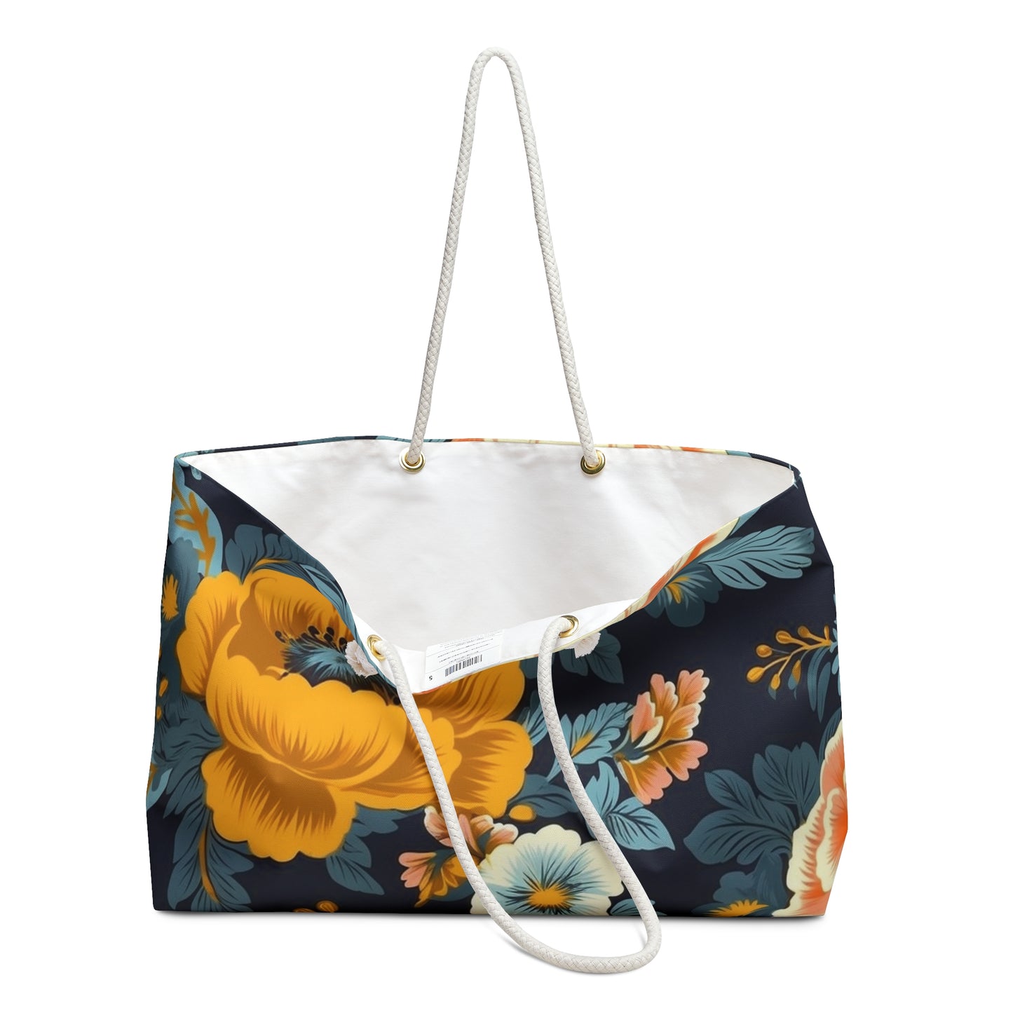 Vintage 50s 60s Inspired High-Waisted Floral Flower Pattern Weekender Bag