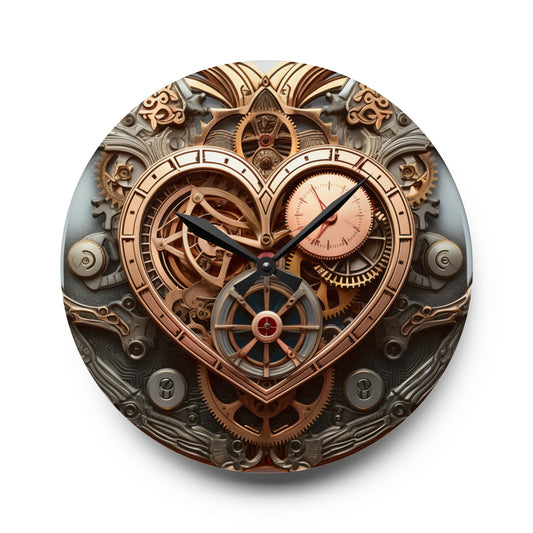 Steampunk Heart Valentine Design, Acrylic Wall Clock