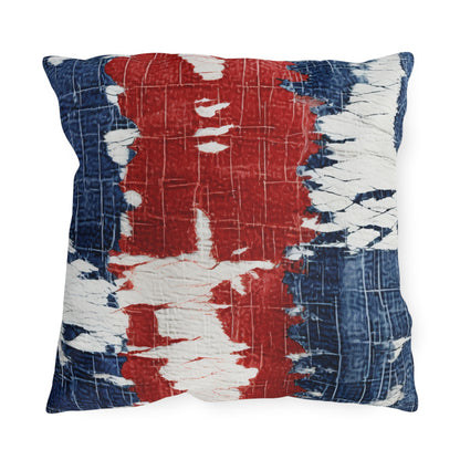 Rojo, blanco y azul patriótico: estilo vaquero desgastado, tela rasgada - Almohadas para exteriores