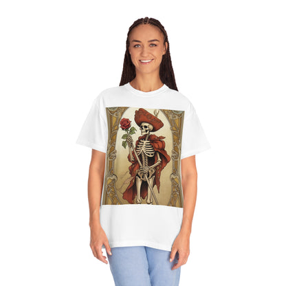 Death Card Tarot - Skeleton, Rose, and Transformation Journey - Unisex Garment-Dyed T-shirt