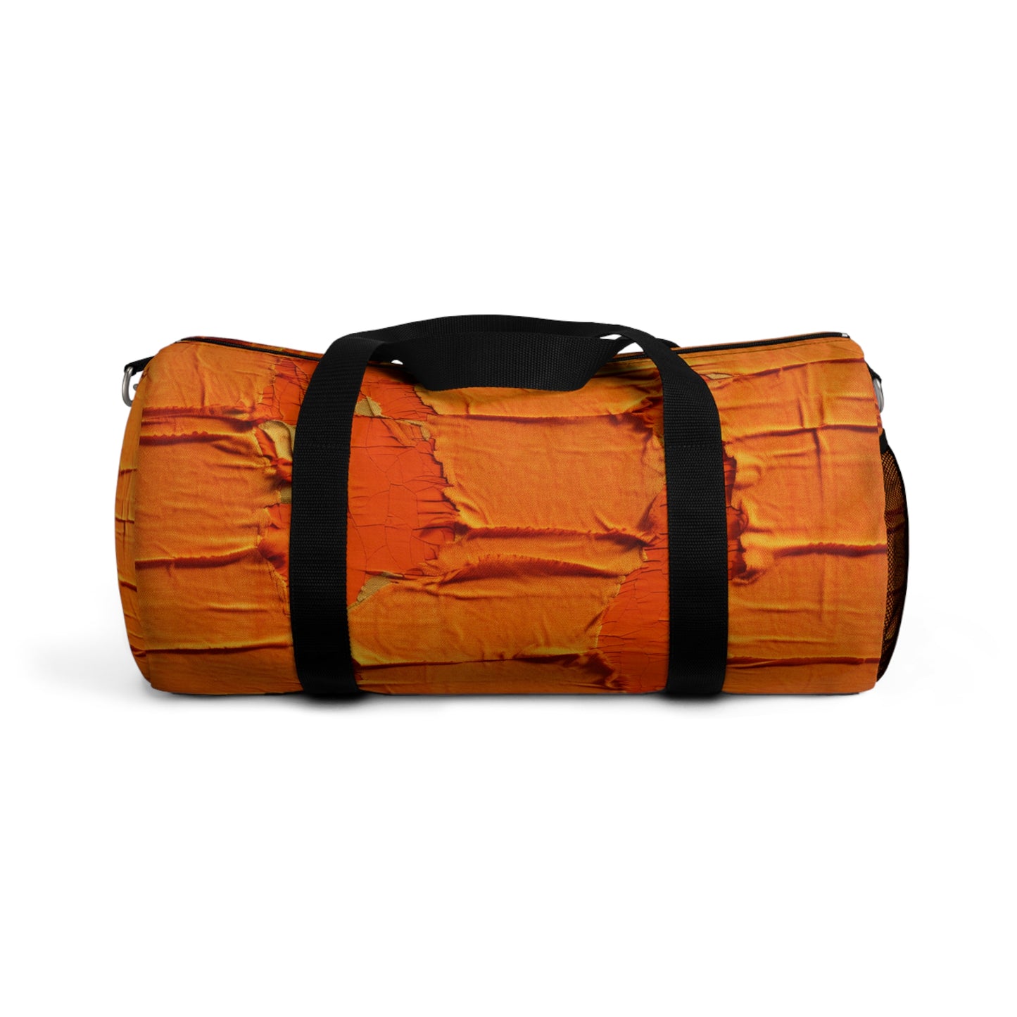 Fiery Citrus Orange: Edgy Distressed, Denim-Inspired Fabric - Duffel Bag