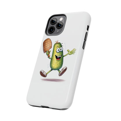 Pickle Player Action: Cartoon Swinging Pickleball Paddle - Sporty Charm - Tough Phone Cases