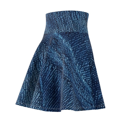 Dark Blue: Distressed Denim-Inspired Fabric Design - Women's Skater Skirt (AOP)