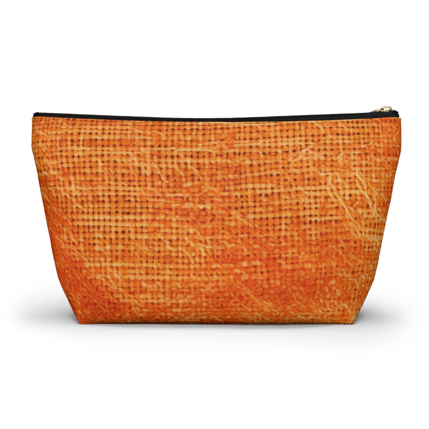 Naranja quemado/óxido: tela de color otoñal inspirada en la mezclilla - Bolsa para accesorios con parte inferior en forma de T 