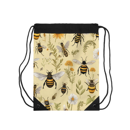 Whimsical Bees & Honeycombs Nature-Friendly Pattern Design - Drawstring Bag