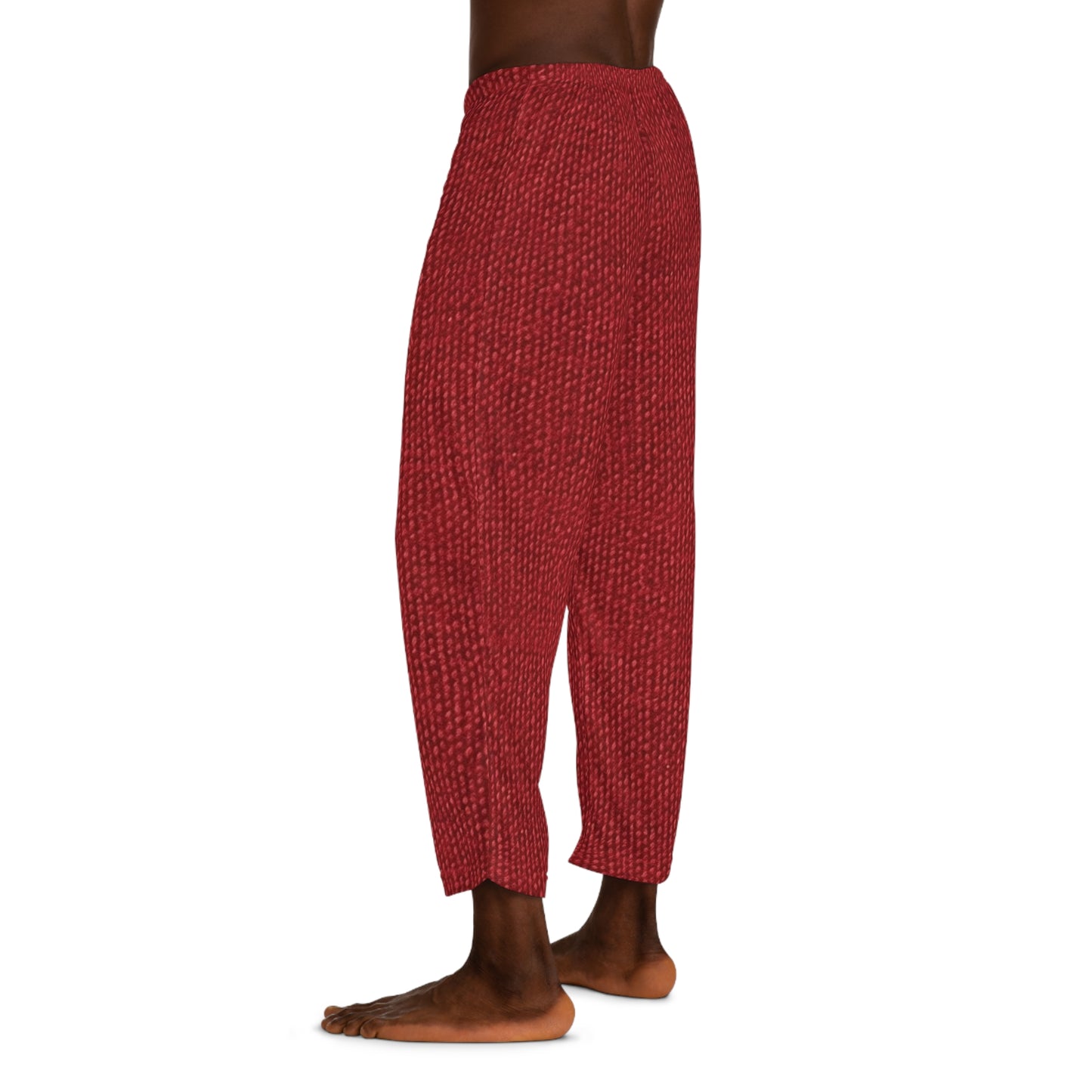 Rojo rubí atrevido: estilo apasionante de tela inspirado en la mezclilla - Pantalones de pijama para hombre (AOP)