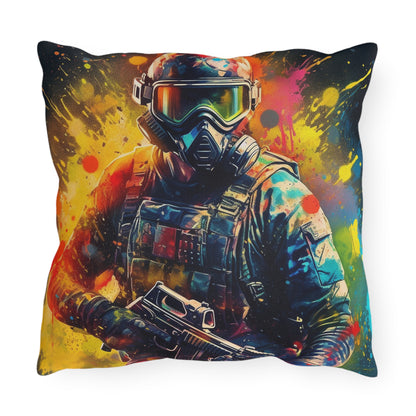 Paintball Game Sport: Professional Action Shot Target Player - Outdoor Pillows