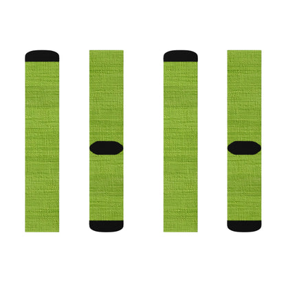 Lush Grass Neon Green: Denim-Inspired, Springtime Fabric Style - Sublimation Socks