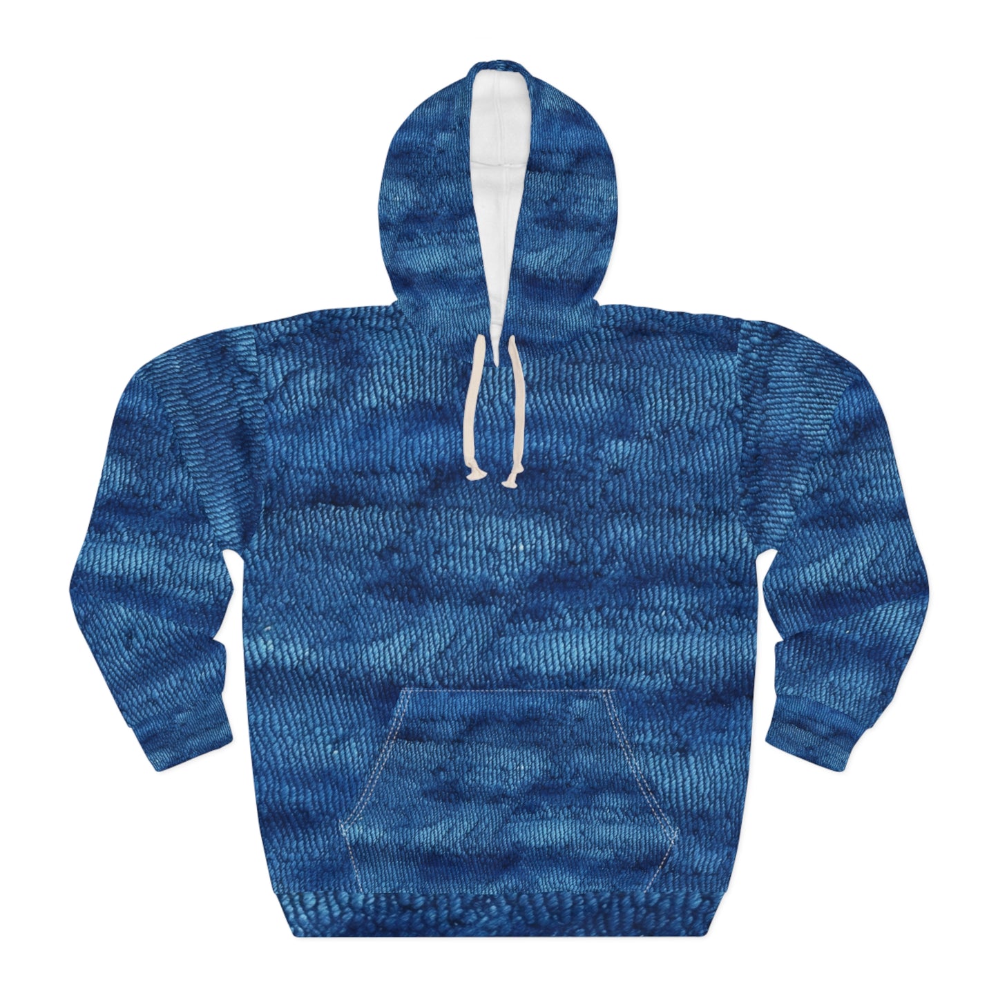 Blue Spectrum: Denim-Inspired Fabric Light to Dark - Unisex Pullover Hoodie (AOP)