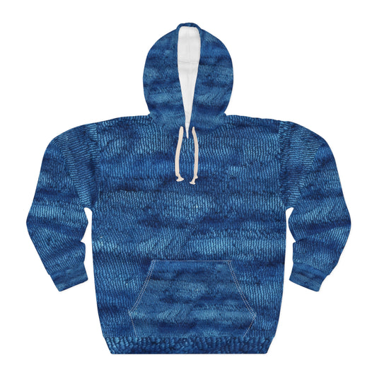 Blue Spectrum: tela inspirada en la mezclilla de claro a oscuro - Sudadera con capucha unisex (AOP) 