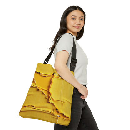 Banana Yellow Lemon: Bold Distressed, Denim-Inspired Fabric - Adjustable Tote Bag (AOP)