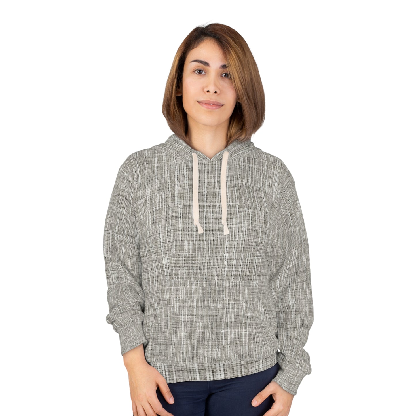 Silver Grey: Denim-Inspired, Contemporary Fabric Design - Unisex Pullover Hoodie (AOP)