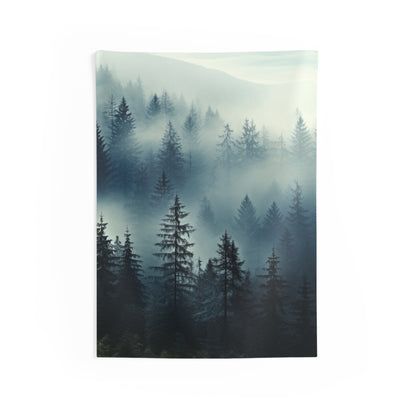 Foggy Forest Tapestry, Pine Tree Landscape Wall Hanging, Nature View Misty Mountain Home Decor for Living Room, Bedroom - Indoor Wall Tapestries