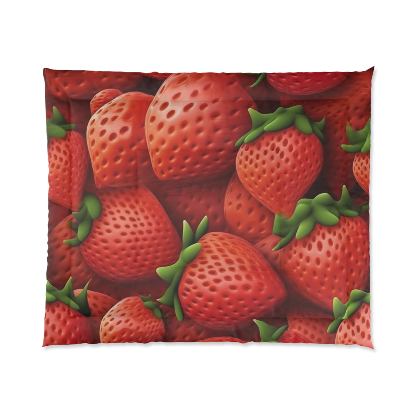 Garden Strawberries- Wild Sweet Gourmet - Farm Growing Ripe Red Fruit -Bed Comforter