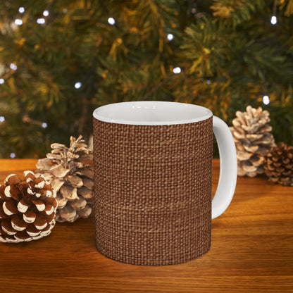 Luxe Dark Brown: Denim-Inspired, Distinctively Textured Fabric - Ceramic Mug 11oz