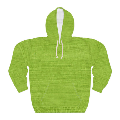 Lush Grass Neon Green: Denim-Inspired, Springtime Fabric Style - Unisex Pullover Hoodie (AOP)