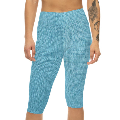 Bright Aqua Teal: Denim-Inspired Refreshing Blue Summer Fabric - Women’s Capri Leggings (AOP)