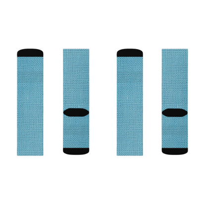 Bright Aqua Teal: Denim-Inspired Refreshing Blue Summer Fabric - Sublimation Socks