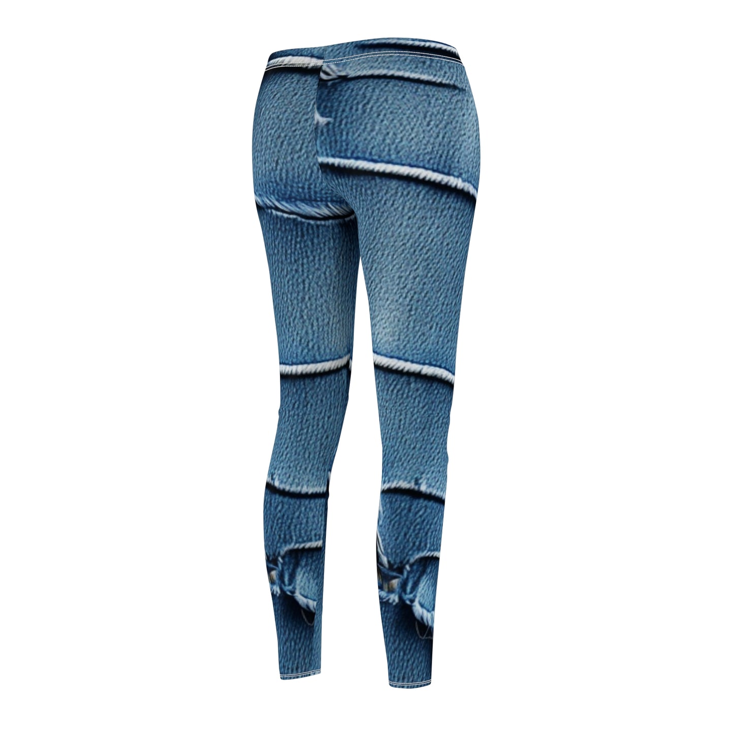 Midnight Blue Distressed Denim: Rugged, Torn & Stylish Design - Women's Cut & Sew Casual Leggings (AOP)