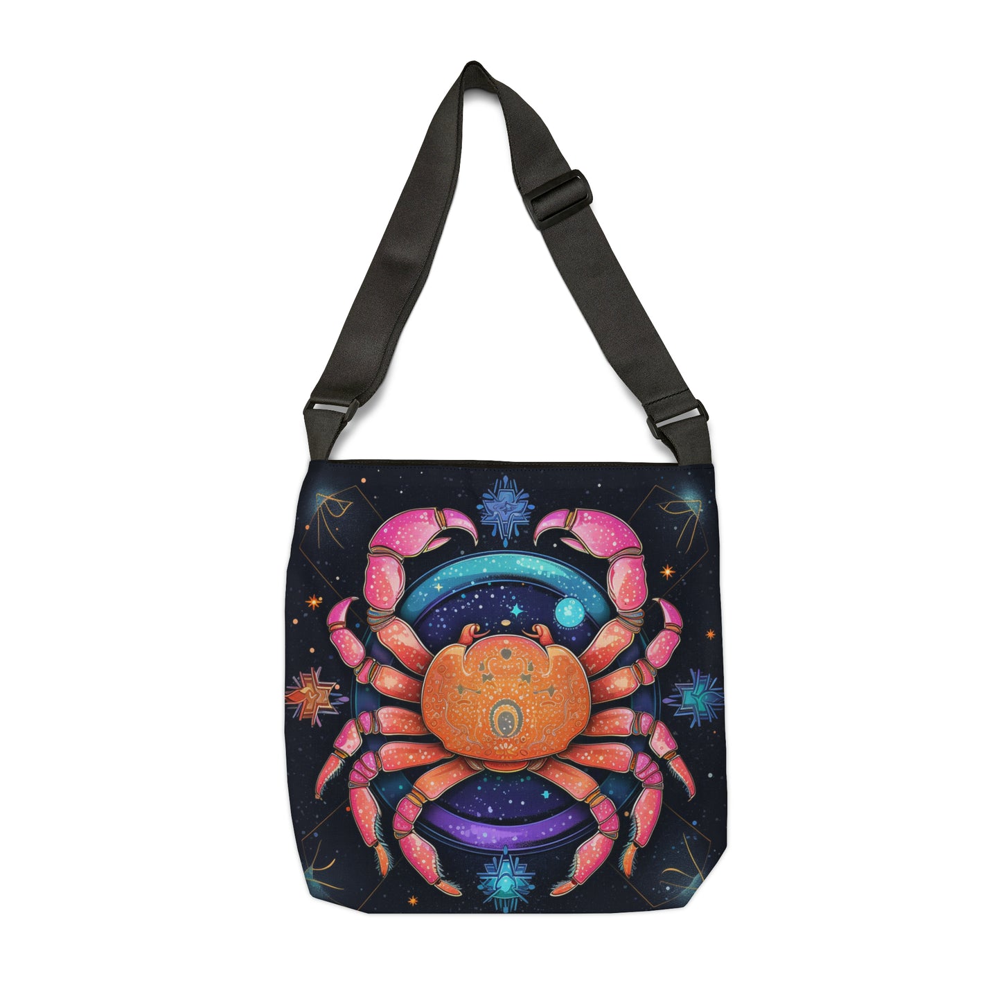 Rainbow Celestial Crab - Vibrant Cancer Zodiac Sign Art - Adjustable Tote Bag (AOP)