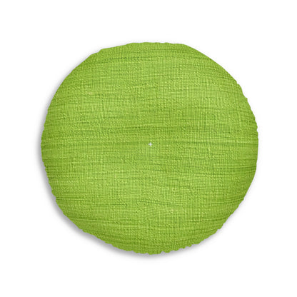 Lush Grass Neon Green: Denim-Inspired, Springtime Fabric Style - Tufted Floor Pillow, Round