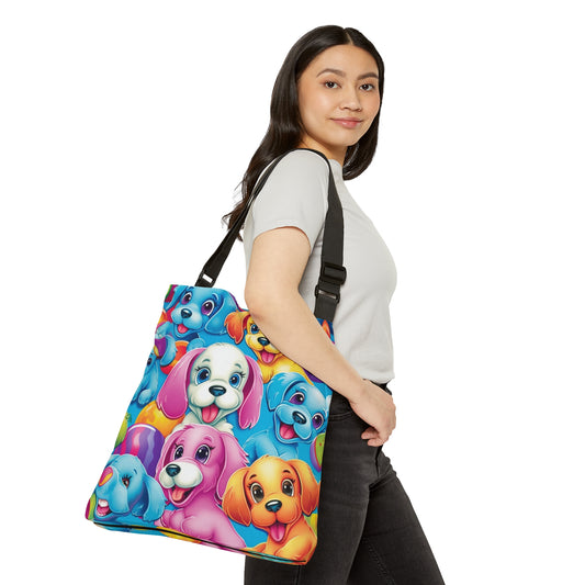 Happy Puppy & Dog Design - Vivid and Eye-Catching - Adjustable Tote Bag (AOP)