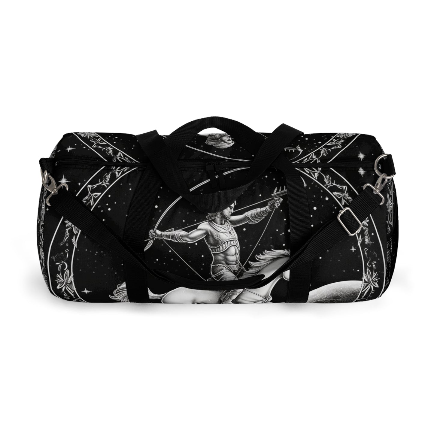 Diseño de arquero blanco y negro del zodiaco Sagitario - Bolsa de lona