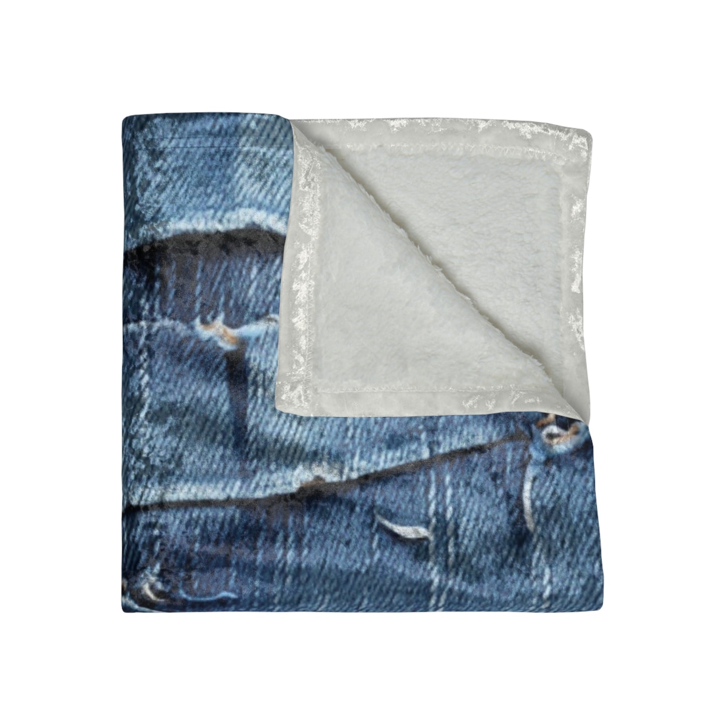 Midnight Blue Distressed Denim: Rugged, Torn & Stylish Design - Crushed Velvet Blanket