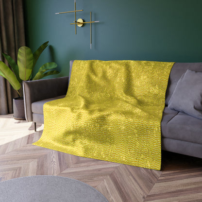 Sunshine Yellow Lemon: Denim-Inspired, Cheerful Fabric - Crushed Velvet Blanket