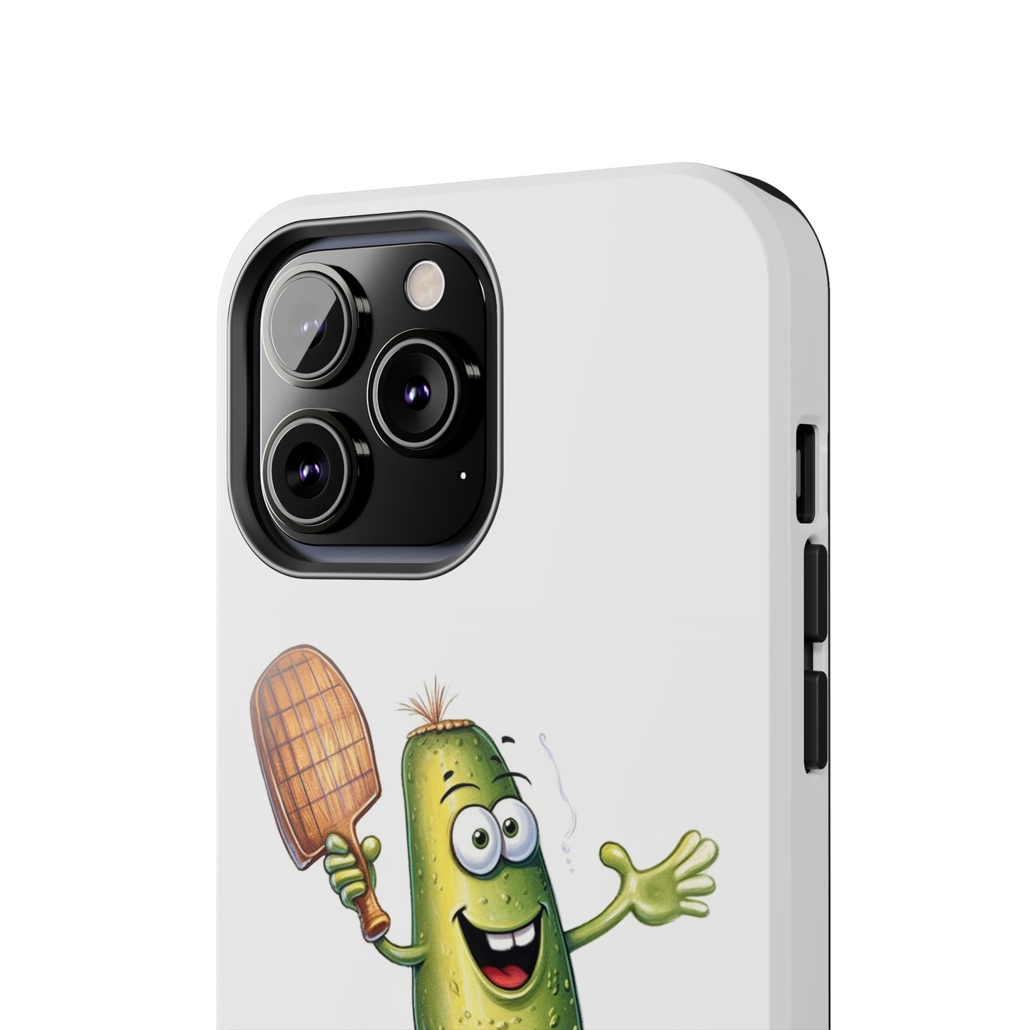 Pickle Player Action: Cartoon Swinging Pickleball Paddle - Sporty Charm - Tough Phone Cases