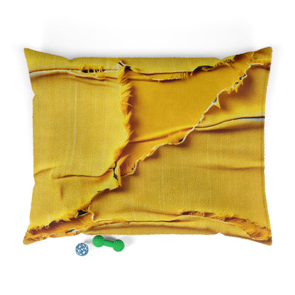 Banana Yellow Lemon: Bold Distressed, Denim-Inspired Fabric - Pet Bed